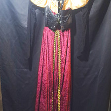 Handmade Women’s Medieval Dungeon Damsel Dress Lace-Up Corset Burgundy Black M picture