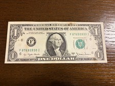 1977 A $1 Dollar Bill Almost Uncirculated One Dollar Note AU picture
