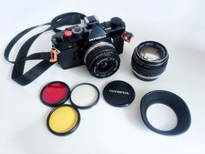 [N MINT] Olympus OM-1 SLR 35mm film camera w/ 50mm F1.4 & 28mm F2.8 lenses picture