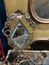 Amazing Antique French Toleware Jewellery /Trinket Stand, Mirror & Glass Casket picture