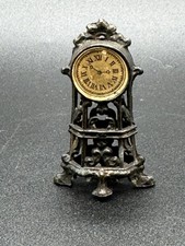 Early 20th Century Antique French Dollhouse Filigree Mantle Clock Miniature picture