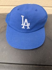 1980s MLB Los Angeles Dodgers Mesh Trucker Hat Blue Snapback Green Underbill￼ picture