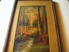 antique watercolor rows of trees initials c.h. childe hassam picture