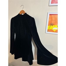 Kihilist KillStar Black Velvet Bell Sleeve Dress Whimsigoth Size Medium Goth picture