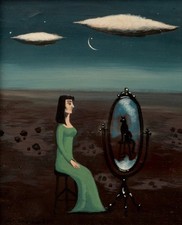 Gertrude Abercrombie (Handmade) Signed Oil Painting on Canvas 11x9 Surrealism .. picture