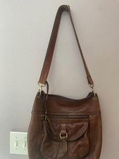 Vintage Fossil~Sasha Brown Leather Messenger/Crossbody/Shoulder Bag~Distressed picture