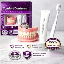 Moldable Silicone Dentures Upper Lower False Teeth Instant Smile Cosmetic Set picture