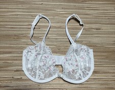 Frederick's of Hollywood 34C White Floral Sheer Lace Underwire Balconette Bra picture