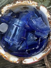 1 LB Vintage Cobalt Blue Glass Pieces – Broken Craft Glass picture
