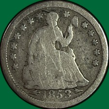 1853 Arrows Seated Liberty Half Dime Good G Coin #48989 picture
