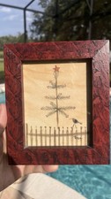 Ann Rea The Feather Tree Theorem Folk Painting Oil on Velvet Signed Christmas  picture