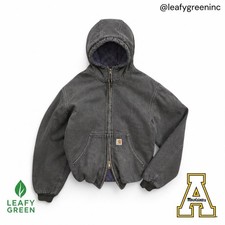 Carhartt JB6865 Onyx Aztec Lined Hooded Duck Canvas Jacket us sz L 1990s Zip Up picture