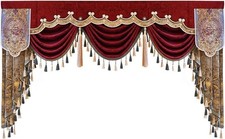 Luxury Burgundy Floral Embroidered Swag Valance Vintage European Villa Decor picture