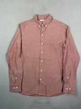 Gustin Shirt Mens Size Large Red Long Sleeve Button Down Made In USA Cotton picture