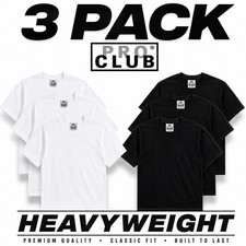 3 Pack Pro Club Heavyweight T-Shirt Crew Neck Cotton Tee S M LXL 2XL White Black picture