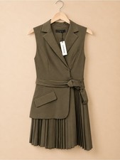 COMMENSE Olive Green Blazer Pleated Wrap Dress NWT Size M *Sold Out Color* picture