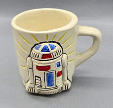 RARE 80s 3D Embossed Star Wars R2-D2 Ceramic Mug Cup Vintage Collectible picture
