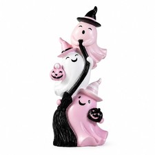 Cute Ghosts Halloween Figurine Pink White Table Decor Resin Stacked Ghost Design picture