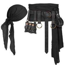 Pirate Costume Accessories Set - Bandana, Renaissance Belt & Pouch for Cosplay picture