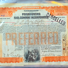 1907 Pocahontas Fuel Company stock cert-original- rare picture