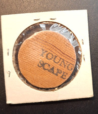 Vintage Young Scape Wooden Trade Token 5 Cent Coin Wood Nickel Saloon Bar picture