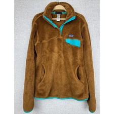 Patagonia Re-Tool Snap-T Fleece Pullover Womens M Brown Teal High Pile Sherpa M picture
