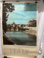 Original 1962 Italy ENIT Rome Castel Sant’ Angelo Bridge Travel Poster 38” x 24” picture