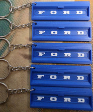 3D PRINT FORD MOTOR COMPANY LOGO KEYCHAIN RETRO VINTAGE TRUCK TAILGATE BLUE/WHT picture
