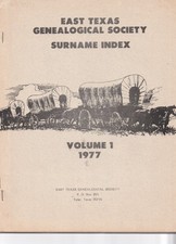 East Texas Genealogical Society Surname Index Vol. 1 1977 picture