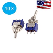 US 10 x Mini 6A 125V AC SPDT MTS-102 3Pin 2 Position On-on Toggle Switch Practic picture