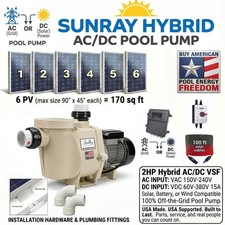 2HP Hybrid AC/DC Brushless Variable Speed Solar Whisperflo stye Pool Pump 