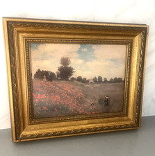 ANTIQUE CLAUDE MONET 1873 LES COQUELICOTS POPPIES CANVAS ART CUSTOM FRAME picture