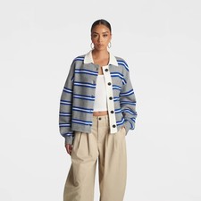 KBB by KAHLANA Women's Striped 'The School Boy Cardigan Sweater' picture