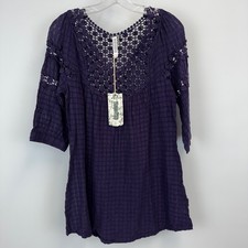 Monoreno Purple Cotton Crochet Lace Tunic Dress Size S NWT Boho picture