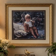 Sandra Kuck “Gone Fishing” Hand Signed Ltd Ed Lithograph 195/950 COA Framed picture