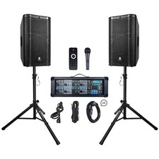 proreck PA Speaker System 2400W Bluetooth with 8-Channel Powered Mixer Combo Set picture