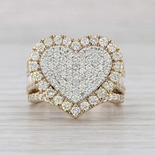 3ctw Cluster Diamond Heart Cocktail Ring 10k Yellow Gold Size 7 picture