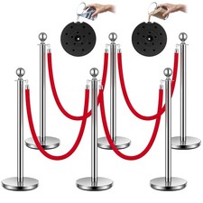 6PCS Silver Stanchions with Velvet Ropes 39
