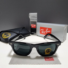 Ray-Ban RB2140 901 Wayfarer Sunglasses Gloss Black Frame Glass Gray Lens 50 mm picture