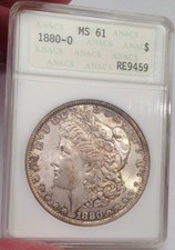 1880-O Morgan Silver Dollar - Rare Gen 2 ANACS Slab - 