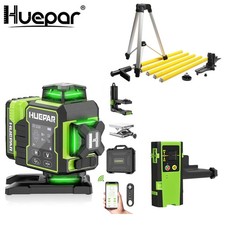 Huepar 16 Lines Green Cross Laser Self-Leveling W04CG+Receiver+Telescoping Pole picture