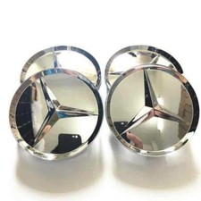 Set of 4 75mm Wheel Center Caps Hubcaps Emblem Chrome Silver for Mercedes picture