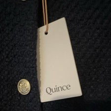 Quince Women's Blue Button Front Short Jacket w/ Pockets Long Sleeve Size M picture