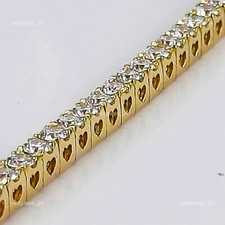 New Amazing Offer ✨Round Cut Natural Diamond Tennis Bracelet 14k Yellow Gold picture