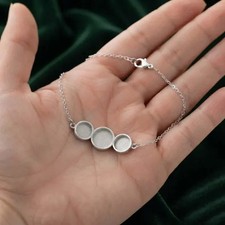 Handmade 925 Sterling Silver Oval Bezel Bracelet Blank DIY Resin All Sizes picture