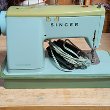 SINGER Featherweight Vintage Original Domestic Sewing Machine, Blue/Green picture
