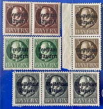 Antique German Bayern Pairs Mint Early 1900s OVPT Stamps picture