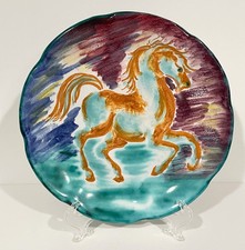 VINTAGE ALIGI SASSU CERAMIC PLATE HORSE HAND PAINTED ITALIAN POTTERY MCM RARE 3 picture