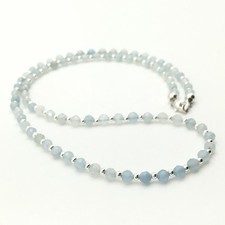 Silver Schark Handmade Sterling Silver & Aquamarine Choker Necklace 17