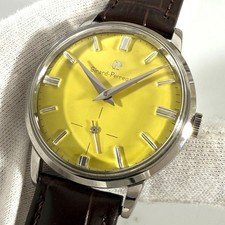 VINTAGE GIRARD PERREGAUX NICE YELLOW DIAL STEEL JUMBO MANUAL WIND GENTS WATCH picture
